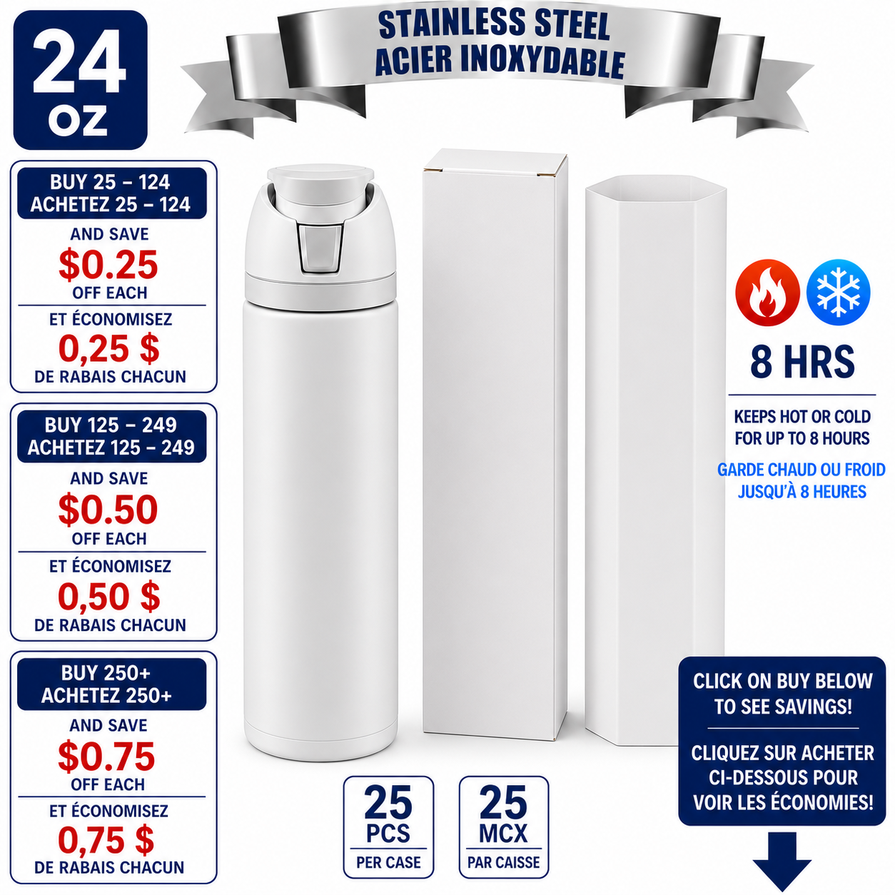 Bouteille 24oz style Owala à personnaliser