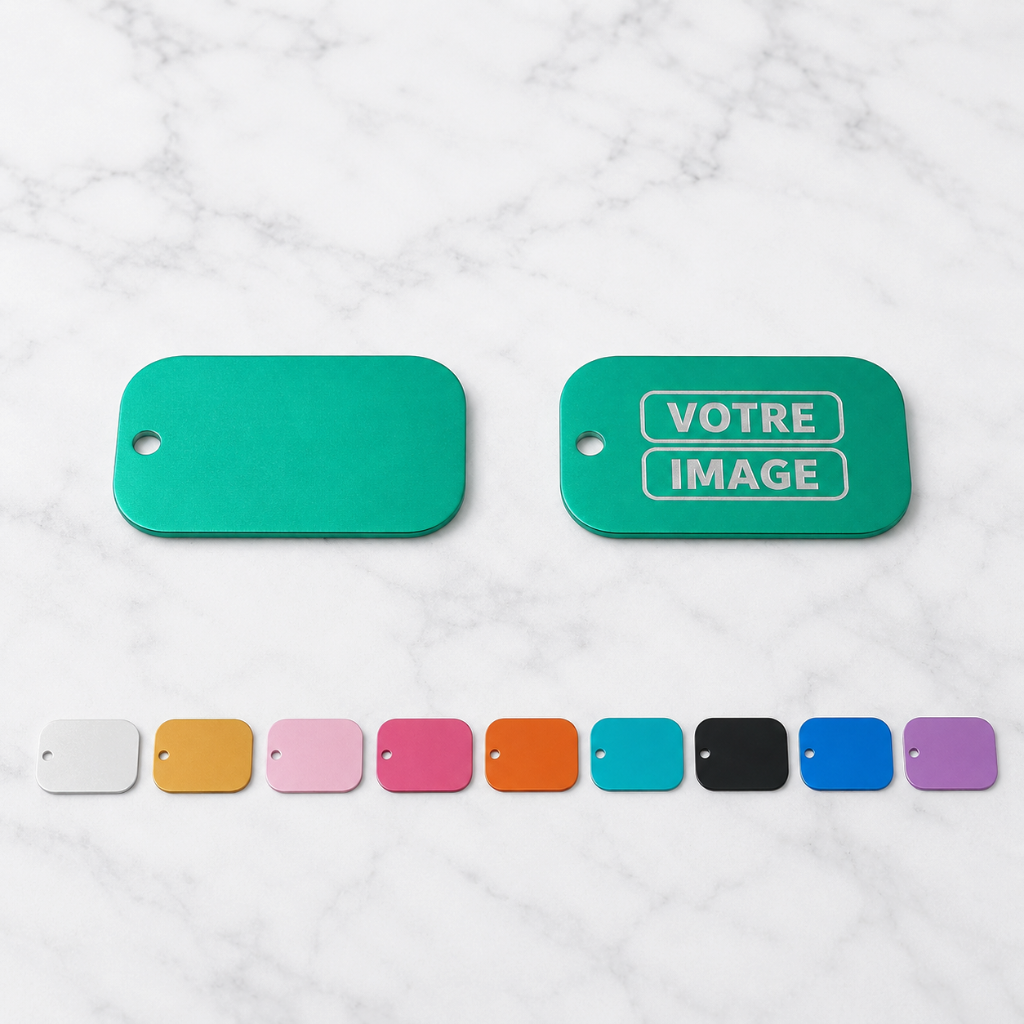 Porte-clés plaque aluminium — Gravure
