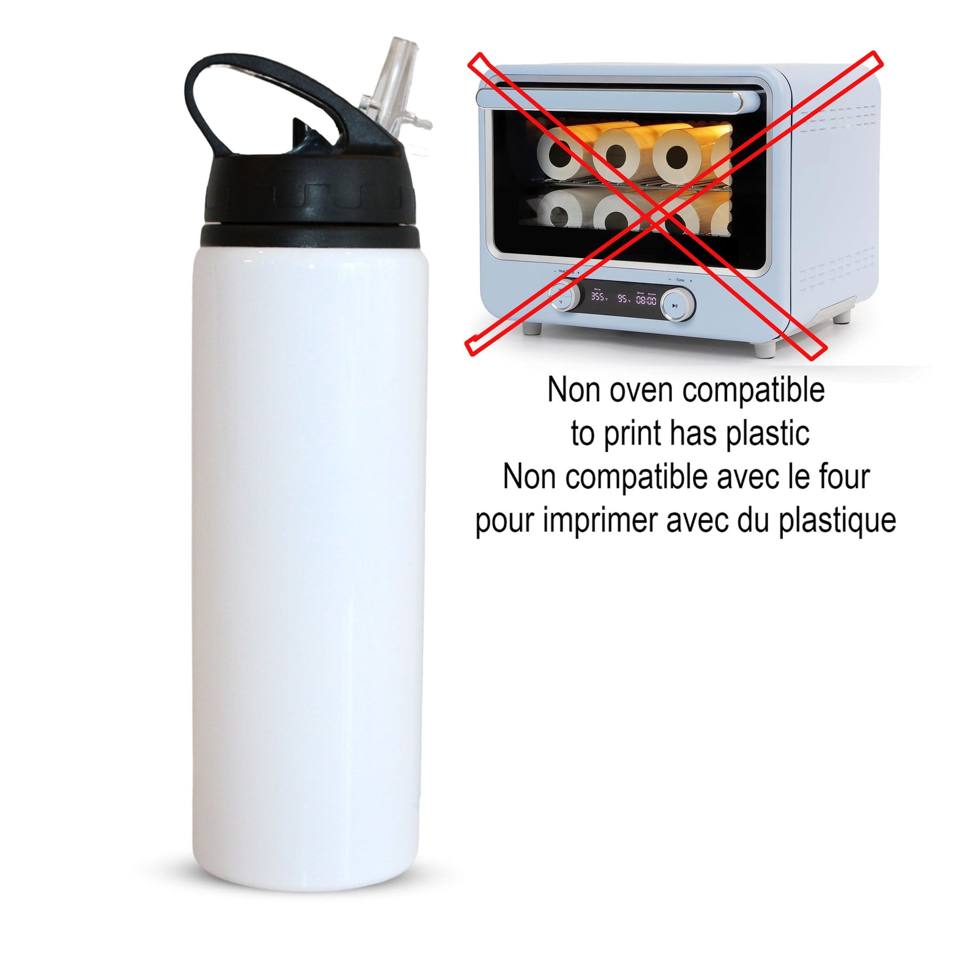 Bouteille en aluminium blanc 750 ml à sublimer