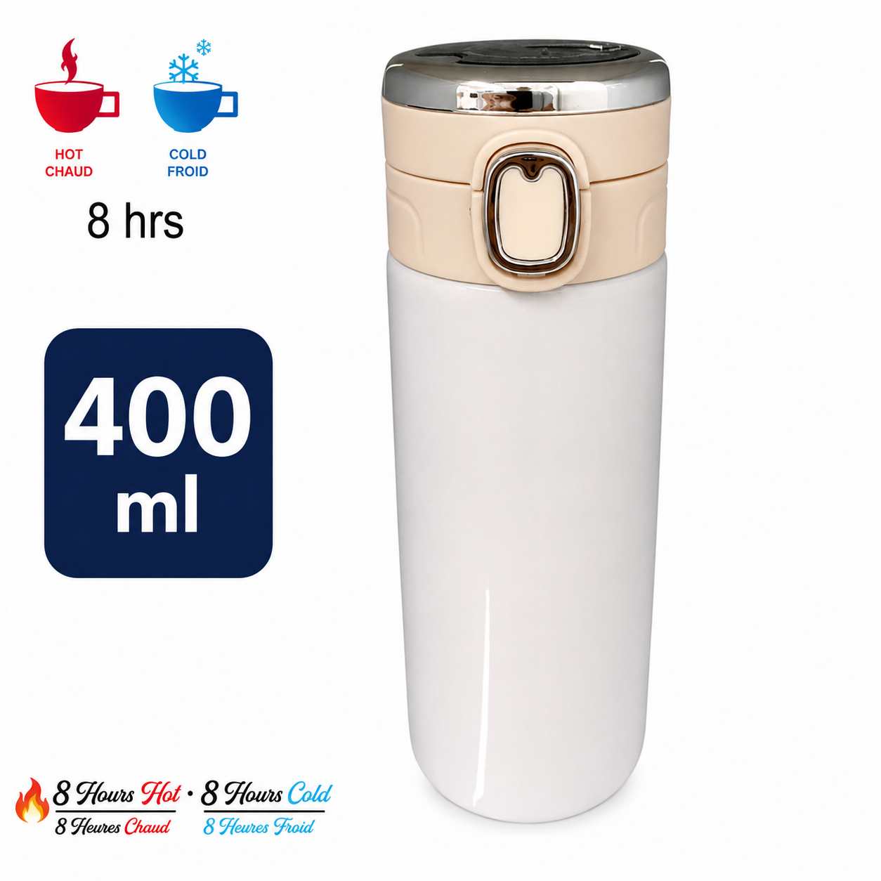 Gobelet isotherme 400ml fini caoutchouc à personnaliser