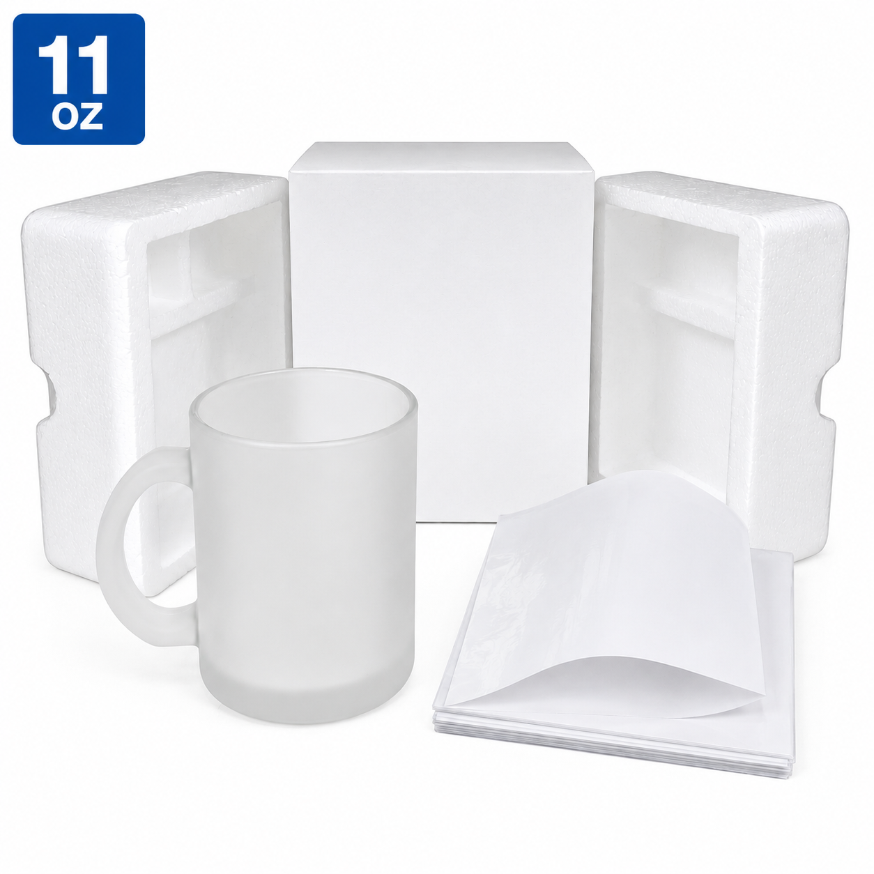 Tasse 11oz en verre dépoli à personnaliser