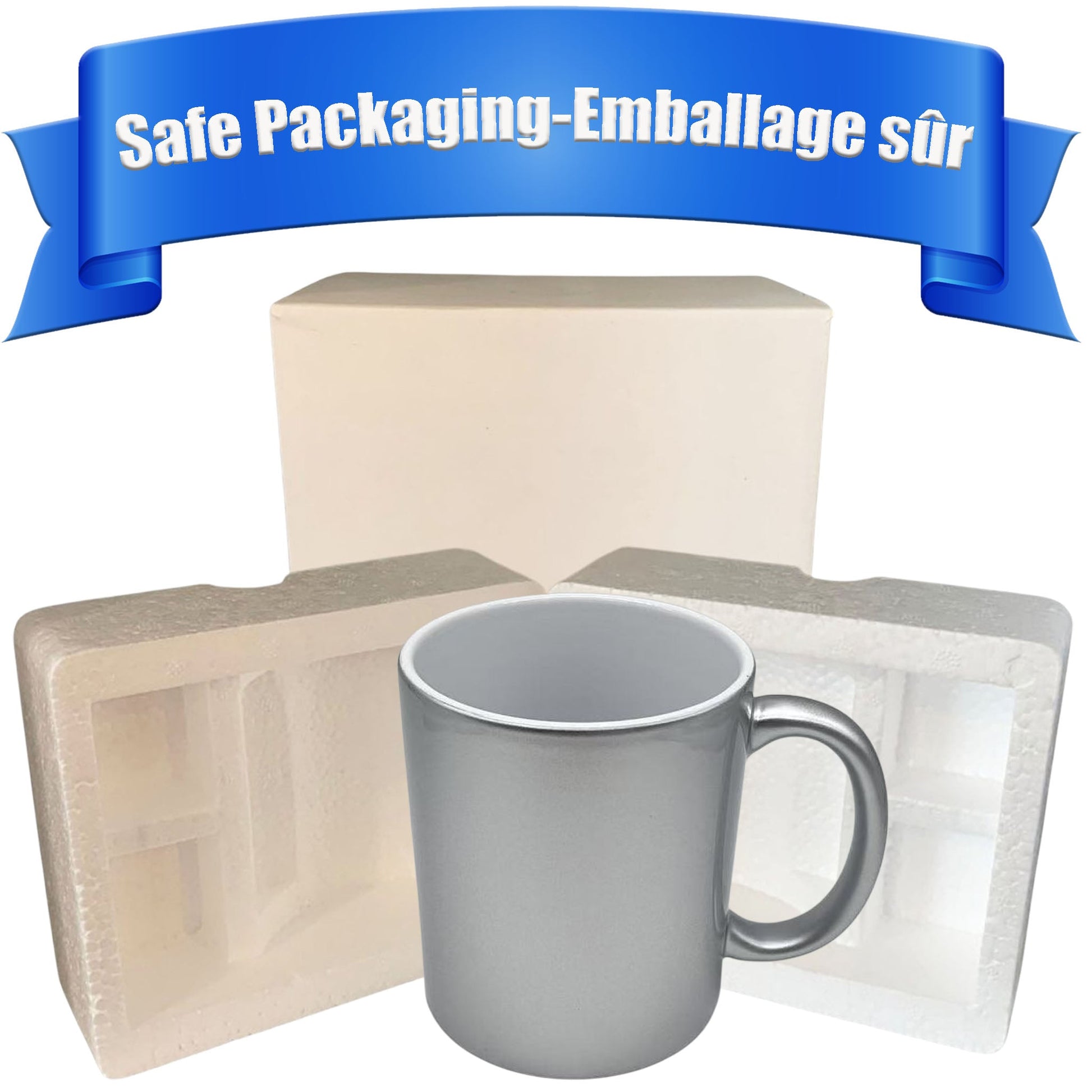 Tasse 11oz fini perlé argent à personnaliser