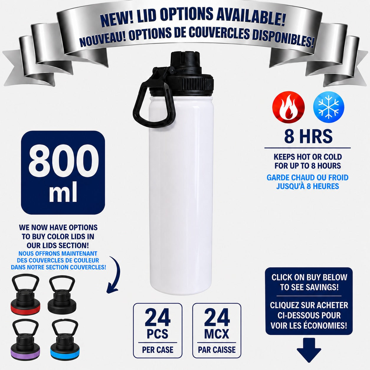 Bouteille isotherme 800ml à personnaliser