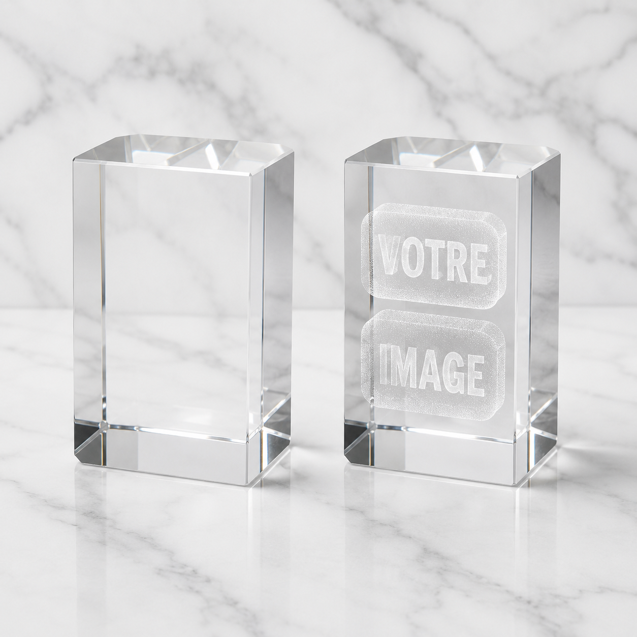 Bloc de cristal gravé (petit rectangulaire)