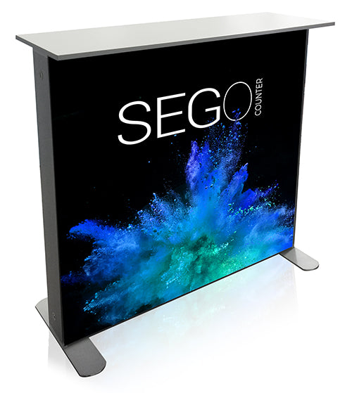 Comptoir Sego rétroéclairé avec visuel imprimé pleine couleur