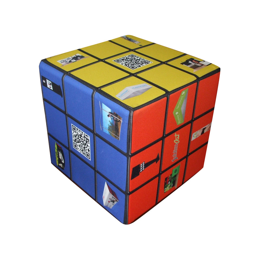 Tour cube imprimée pleine couleur sur ses quatre côtés et son dessus
