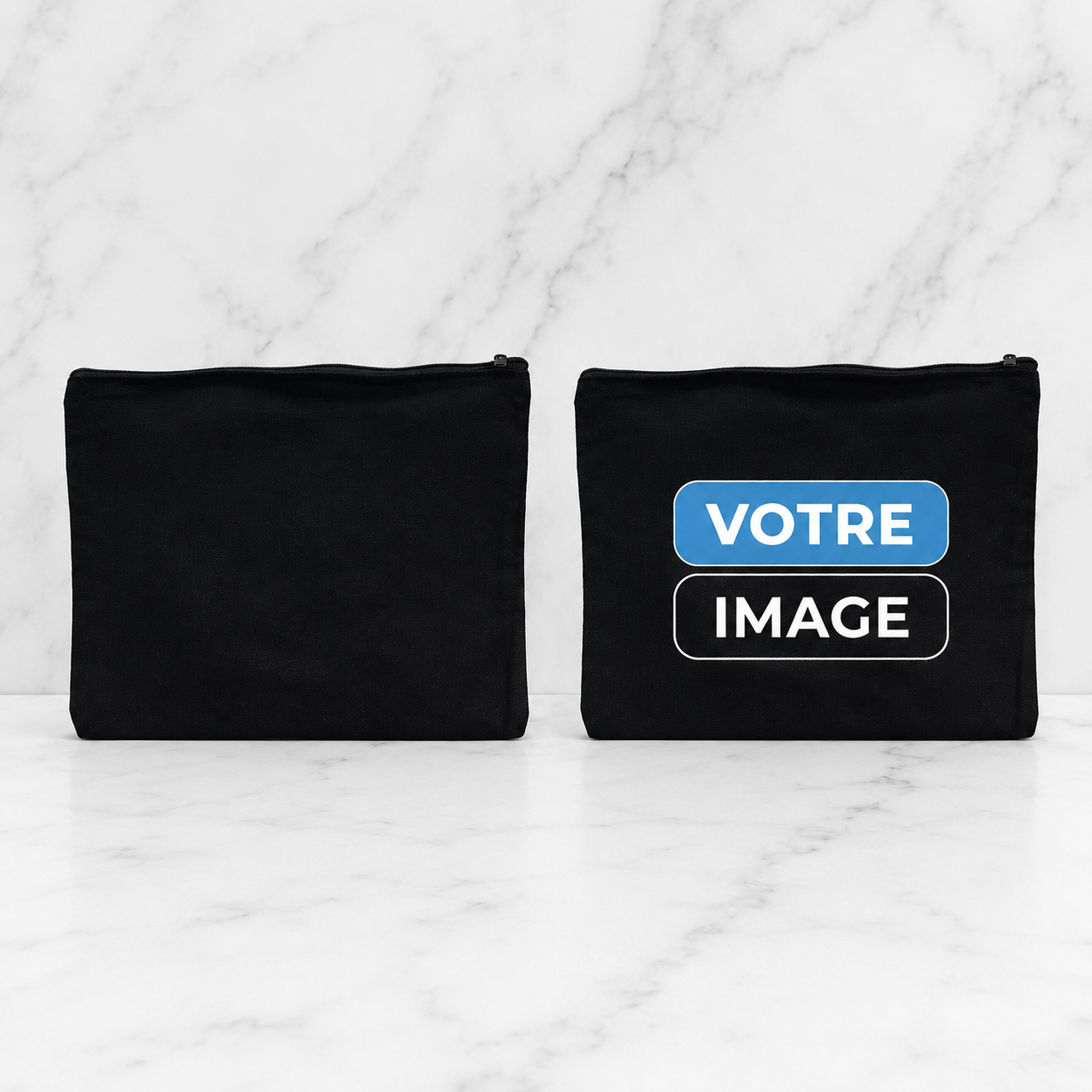 Pochette zippée toile noire