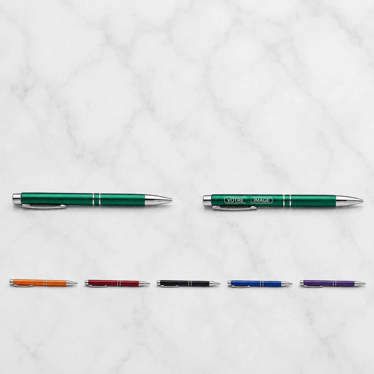 Stylo métallique brillant gravé