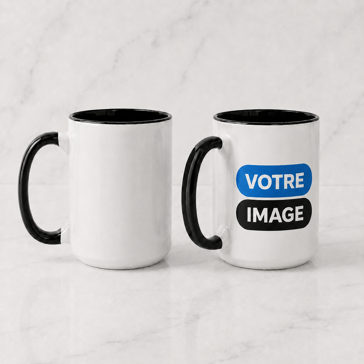 Tasse céramique 15oz anse noire