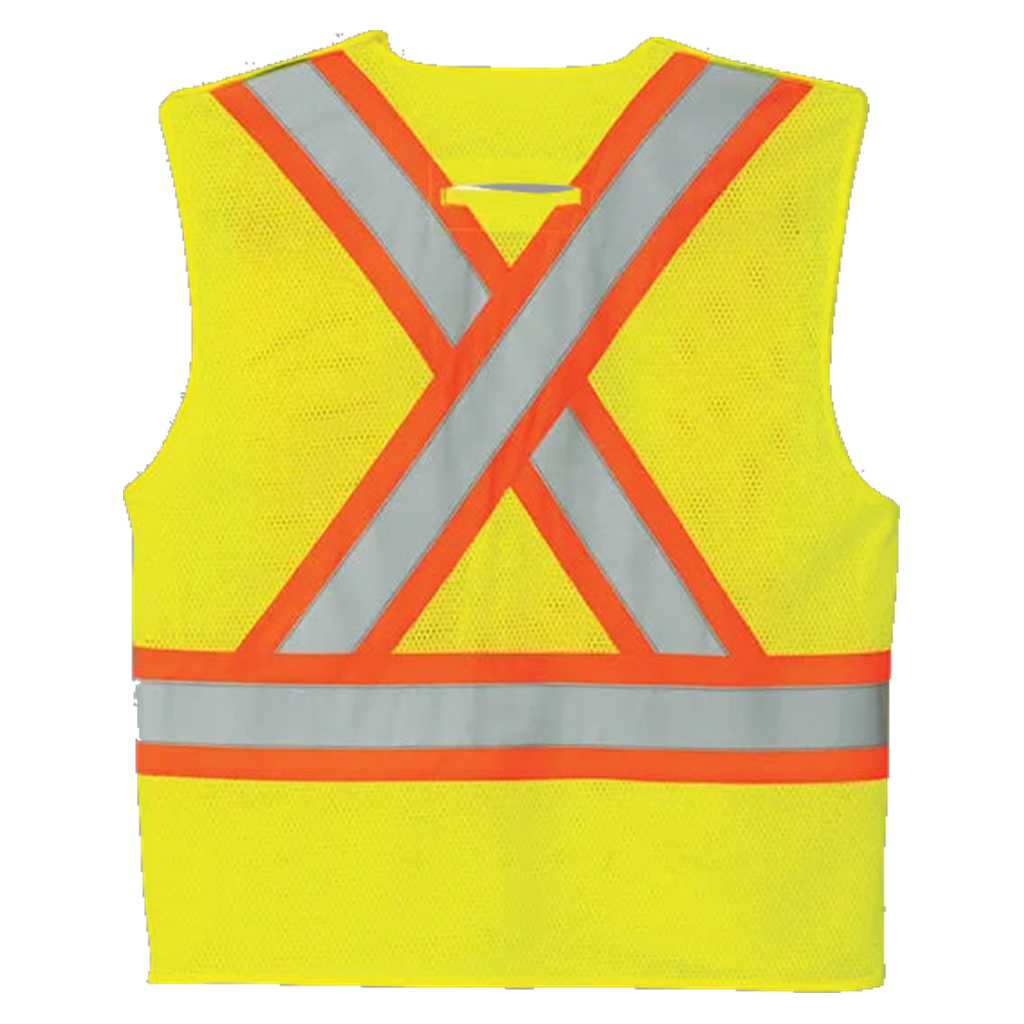 Veste de sécurité en filet CX2 Guardian jaune haute visibilité, vue de dos
