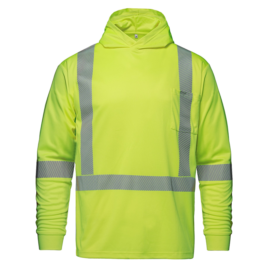 Chandail à capuchon CX2 GLOW jaune fluo, vue de face