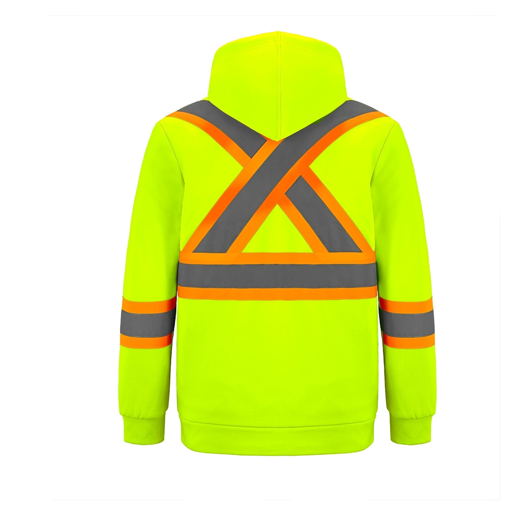 Chandail zippé CX2 Infinity jaune haute visibilité, vue de dos