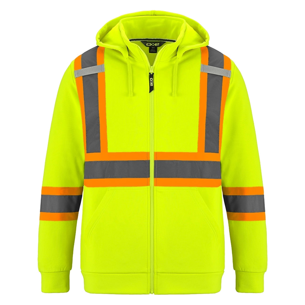 Chandail zippé CX2 Infinity jaune haute visibilité, vue de face