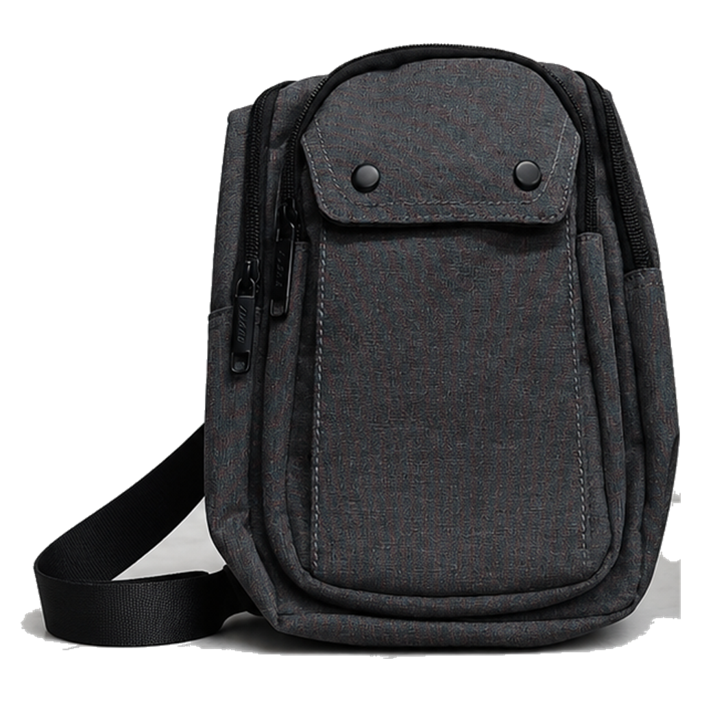 Sac bandoulière gris avec pochette avant
