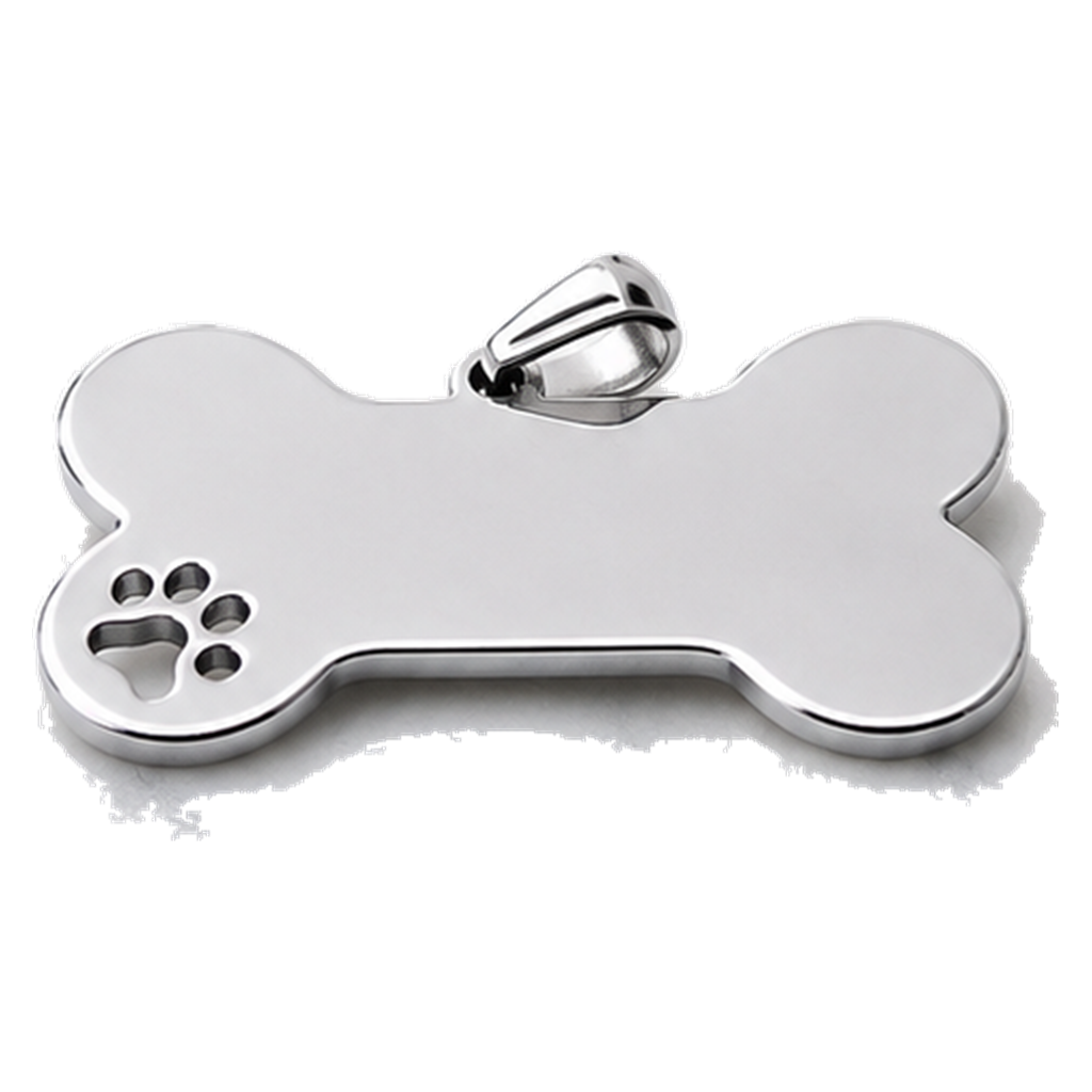Médaille pour chien gravée (os, acier inoxydable)