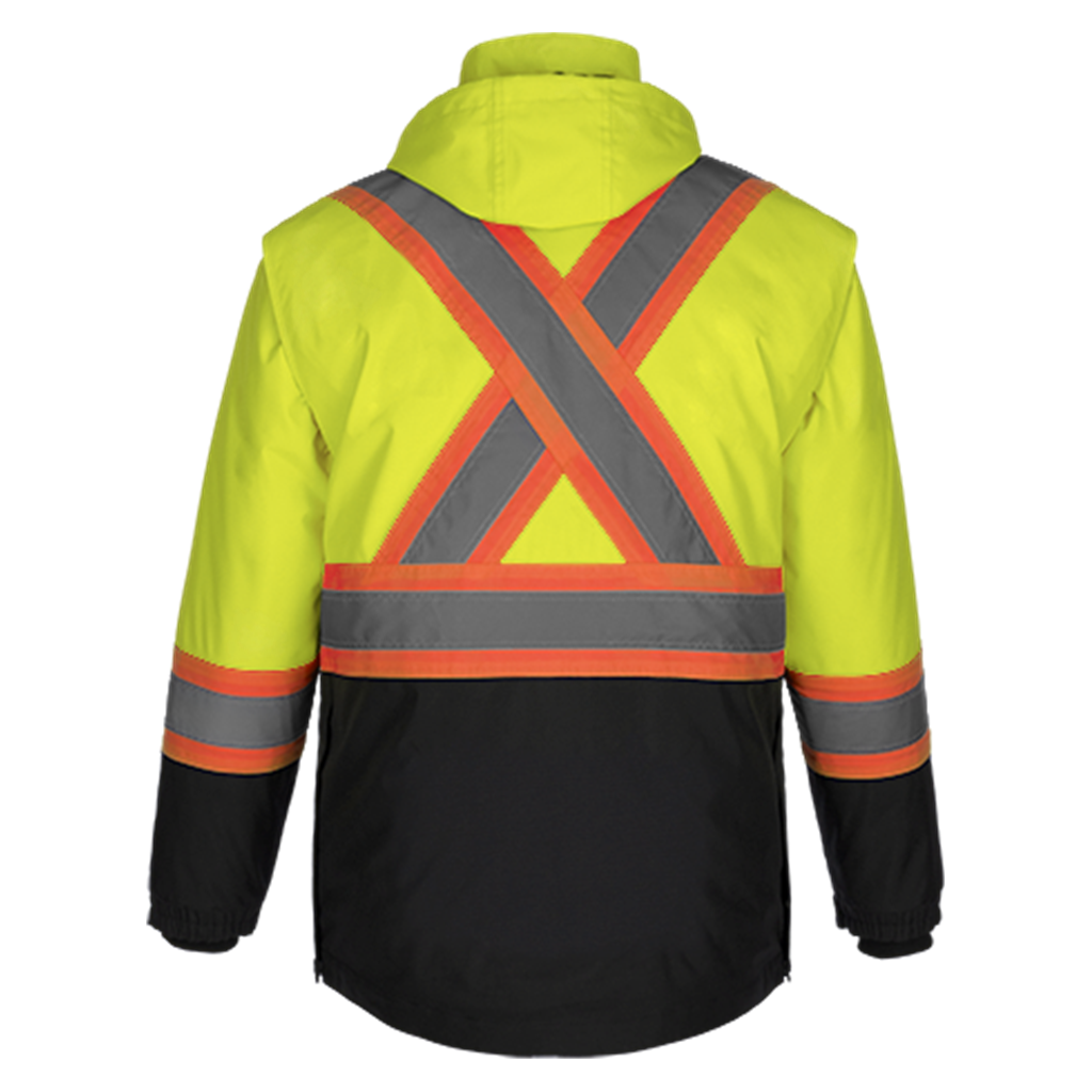 Parka 5 en 1 CX2 Kenworth jaune haute visibilité, vue de dos
