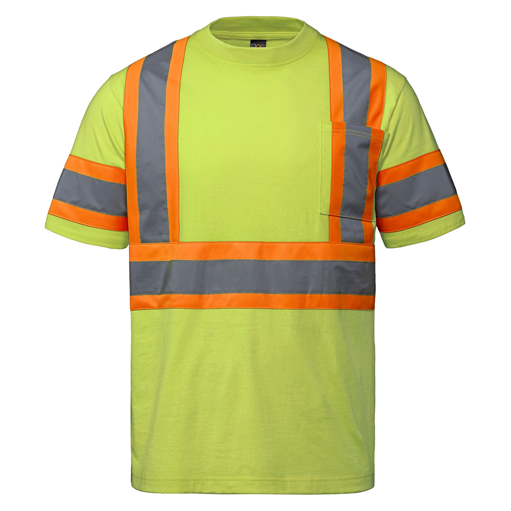 T-shirt en coton CX2 Optimum jaune haute visibilité, vue de face