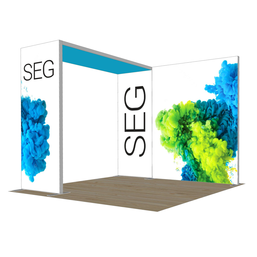 Panneaux Qseg en tissu tendu assemblés en kiosque