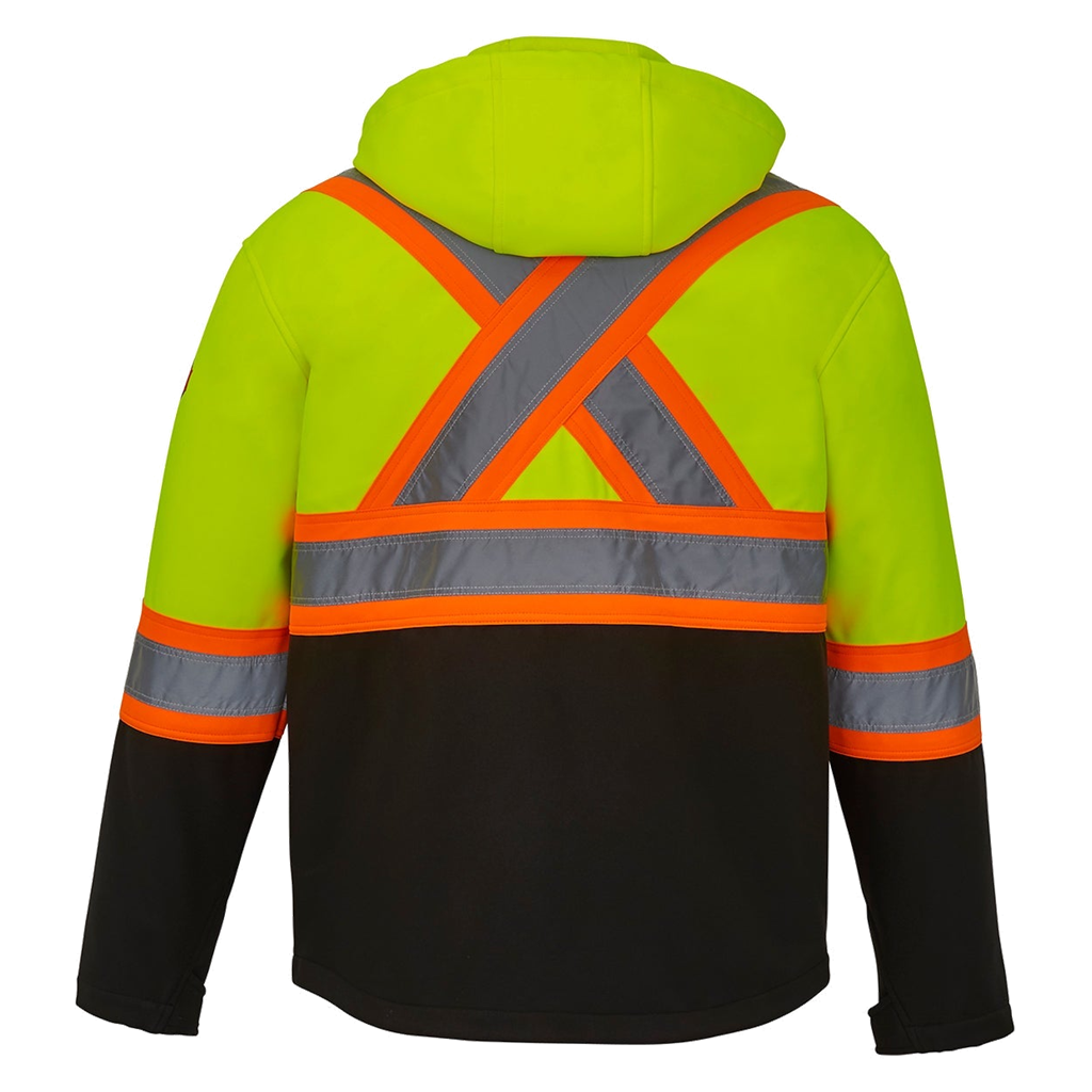Manteau softshell CX2 Shield jaune haute visibilité, vue de dos