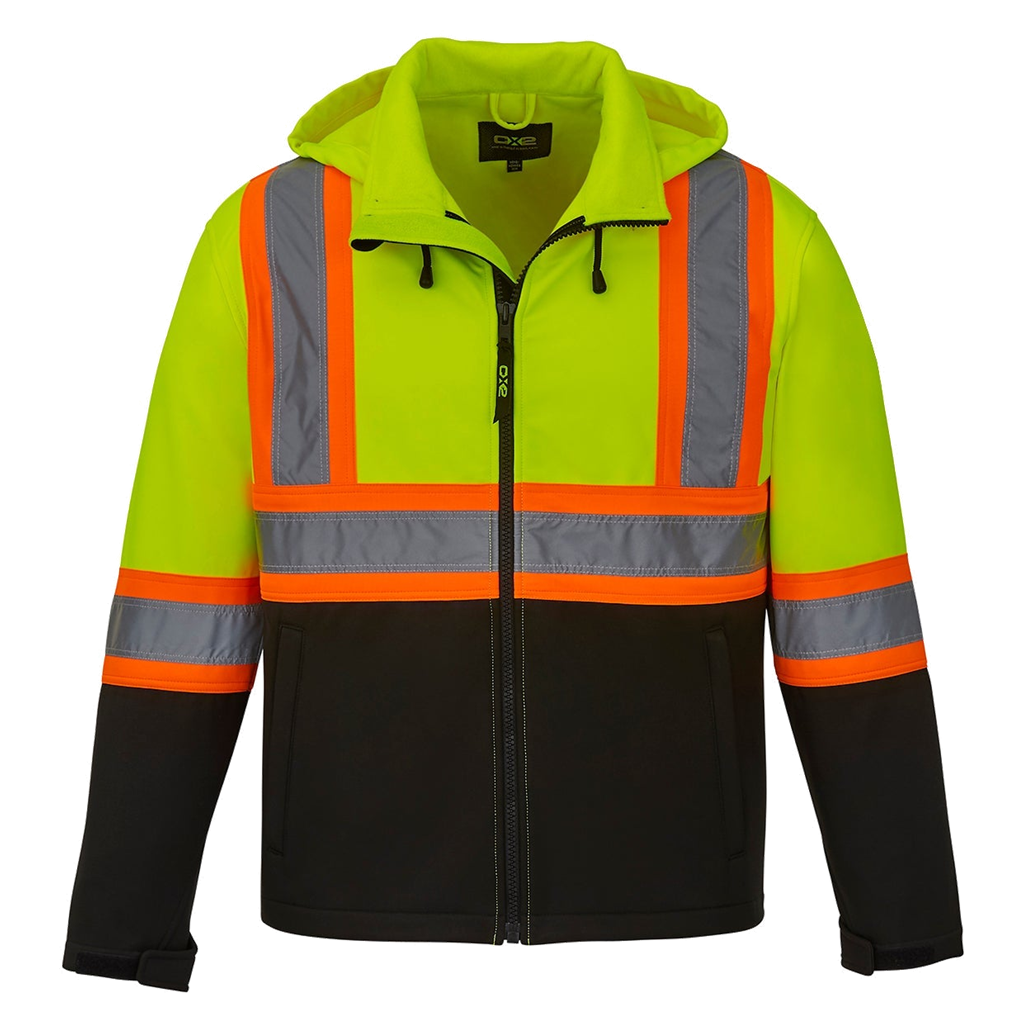 Manteau softshell CX2 Shield jaune haute visibilité, vue de face